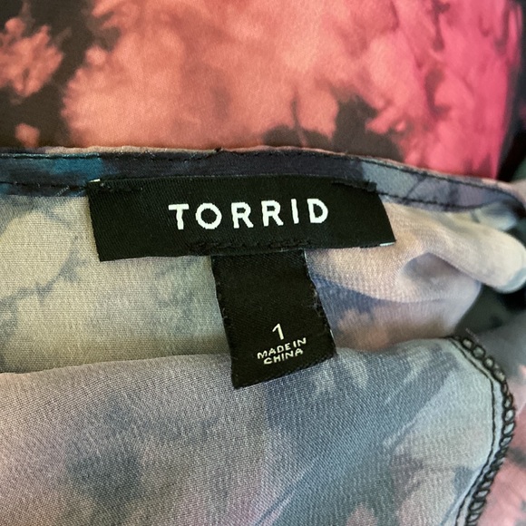 NEW Torrid Pink Teal Tie-Dye Chiffon Sheer Tie Front Kimono Duster 1X - Picture 7 of 7